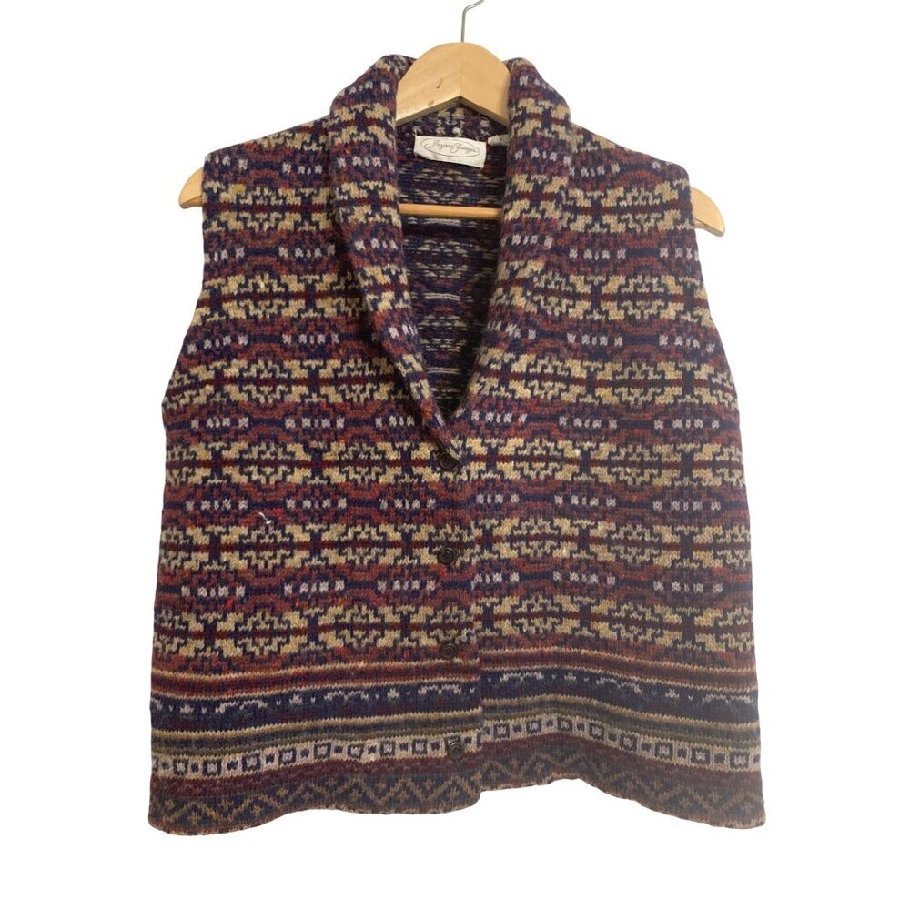 Vintage Jayson Younger Women  Aztec Southwest Hand Knitted Sweater Vest Sz M Boh